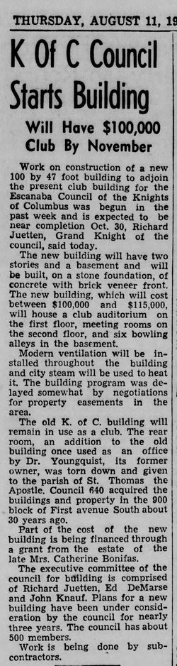 LaFoilles Bowling Alleys - Aug 1949 Lanes Being Installed At K Of C In Escanaba (newer photo)